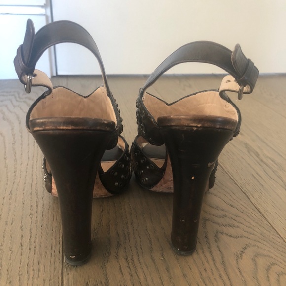 Prada Brown Leather Sandals with Crystals 39 - Picture 7 of 7